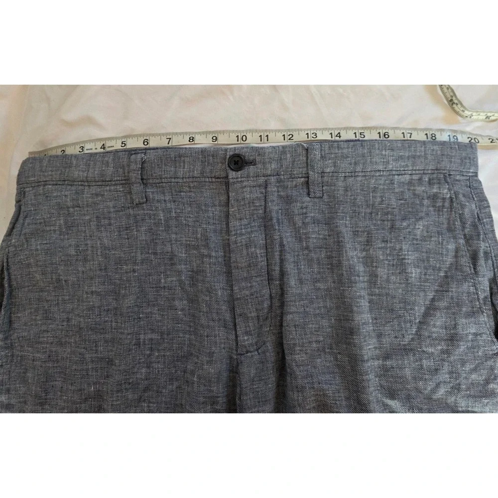 Banana Republic Mens Linen Aiden Shorts Size 38 Blue Cotton Blend Coastal